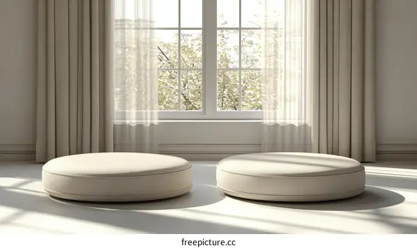 Modern Beige Ottoman in a Stylish Living Room