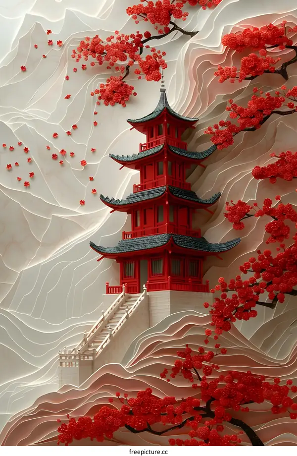 Red Pagoda in Paper Mountains