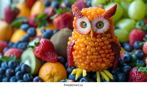 Adorable owl made of fruits and vegetables
