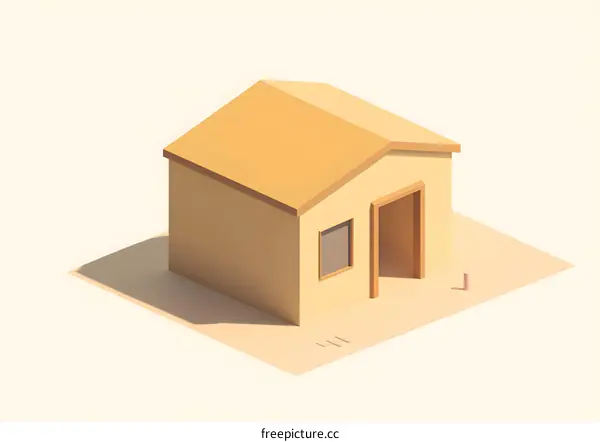 Low Poly Yellow House Illustration