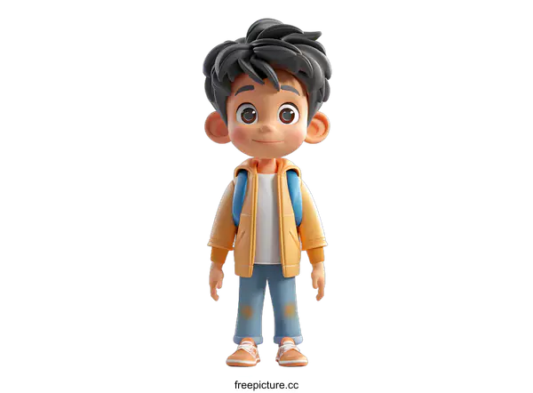 [Transparent Background PNG]3D Cartoon Boy with Backpack
