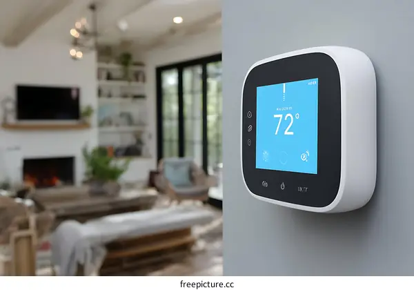 Smart Thermostat in Modern Living Room