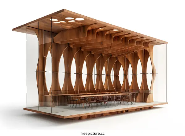 Modern Wooden Structure with Glass Walls