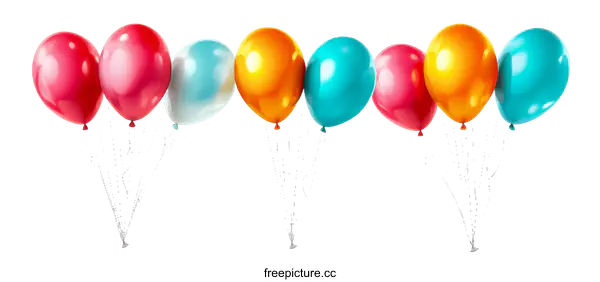 [Transparent Background PNG]Colorful Party Balloons Against White Background