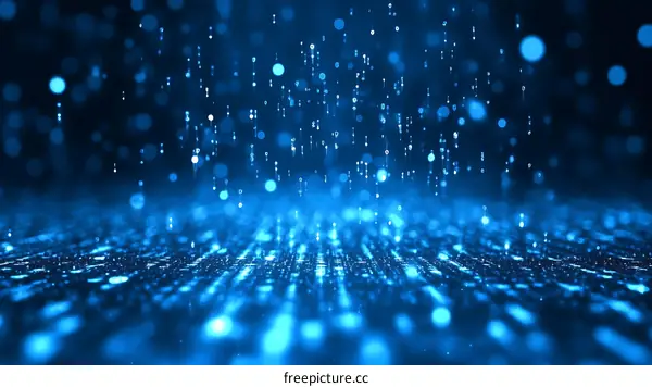 Abstract Digital Rain Blue Background Design