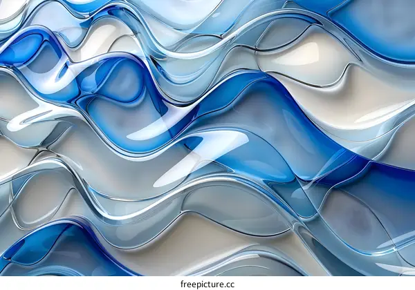 Blue and white abstract waves