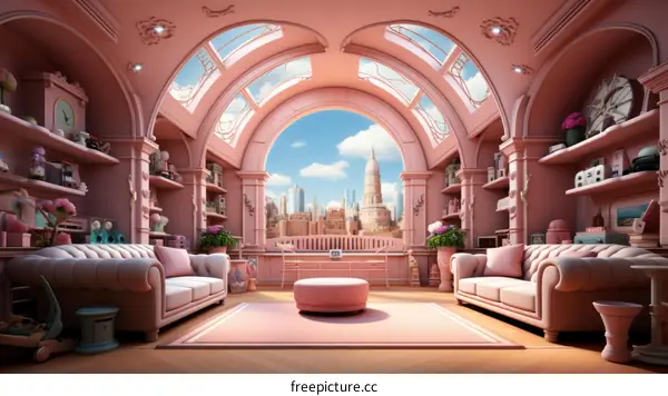 pink living room interior design