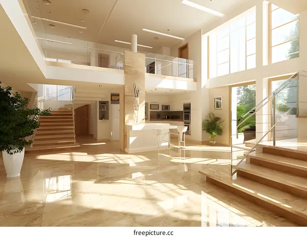 Modern Open Plan Living Room and Kitchen