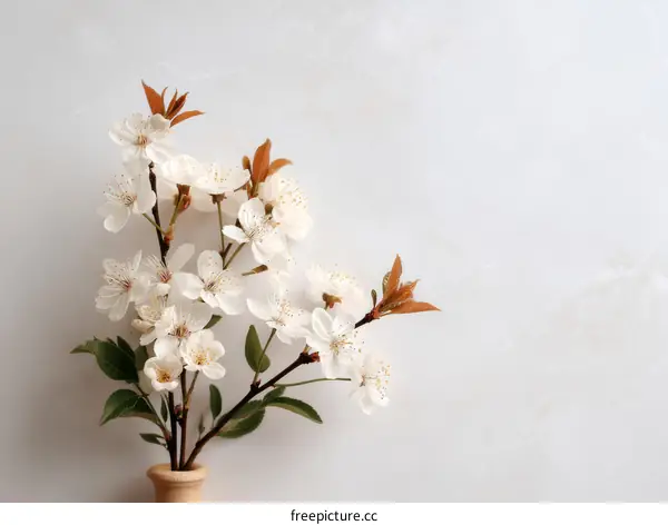 Spring Blossoms in a Vase on a Marble Background
