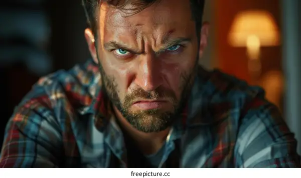 Angry Man Close Up Portrait
