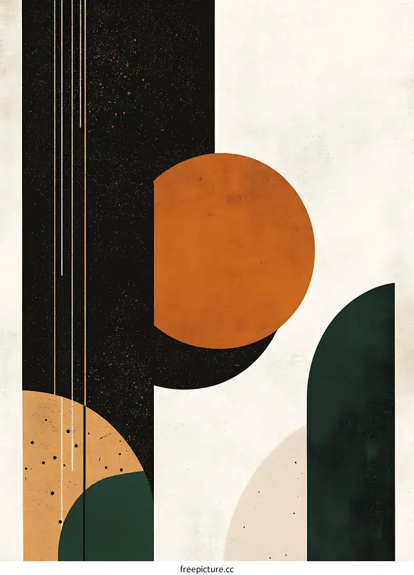 Abstract Geometric Shapes with Black White and Green Color