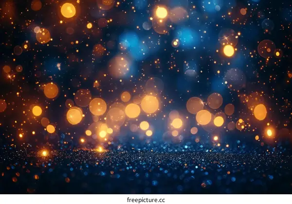 Blue and gold glitter bokeh background