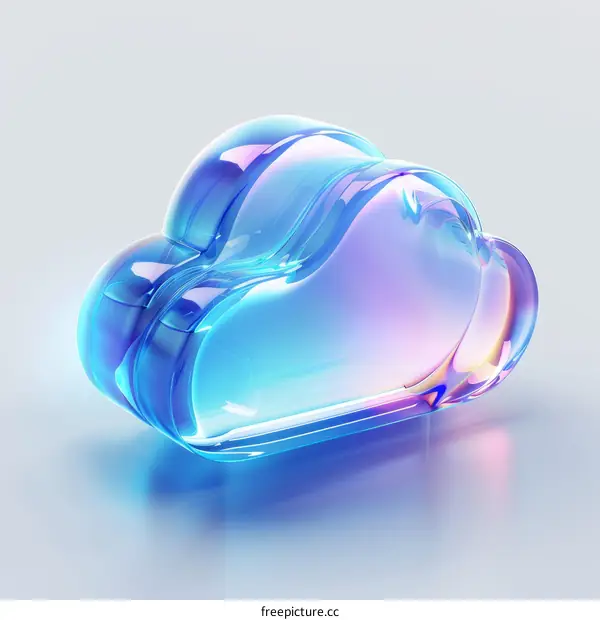 3D Render of Blue and Purple Glassy Cloud