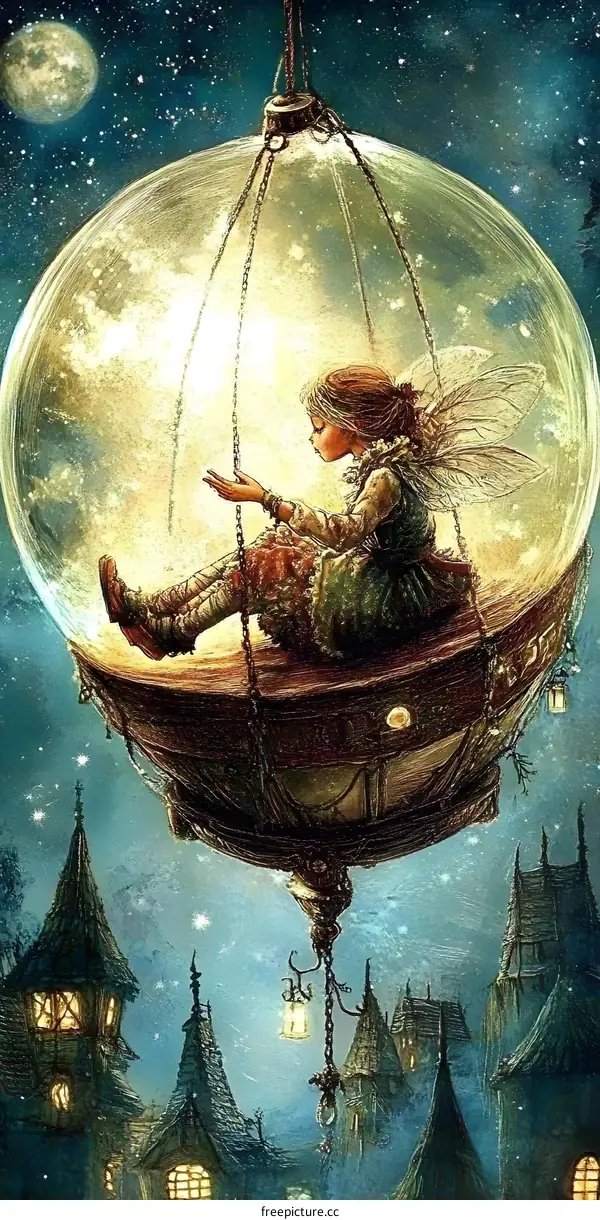 Fantasy Girl Sitting In A Glass Ball