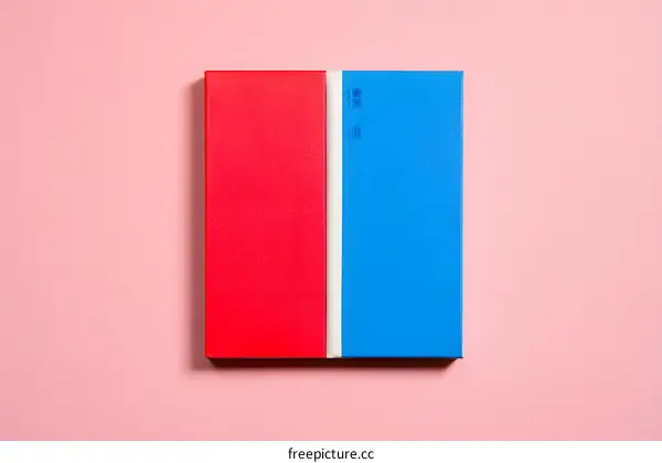 Red Blue and White Color Block Minimalist Abstract Background