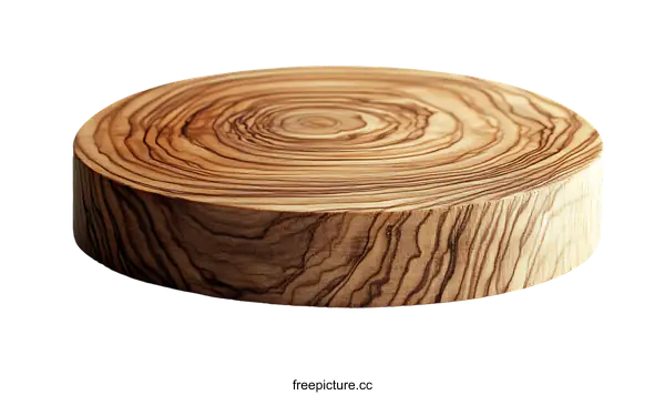 [Transparent Background PNG]Round Wooden Cutting Board with Natural Grain