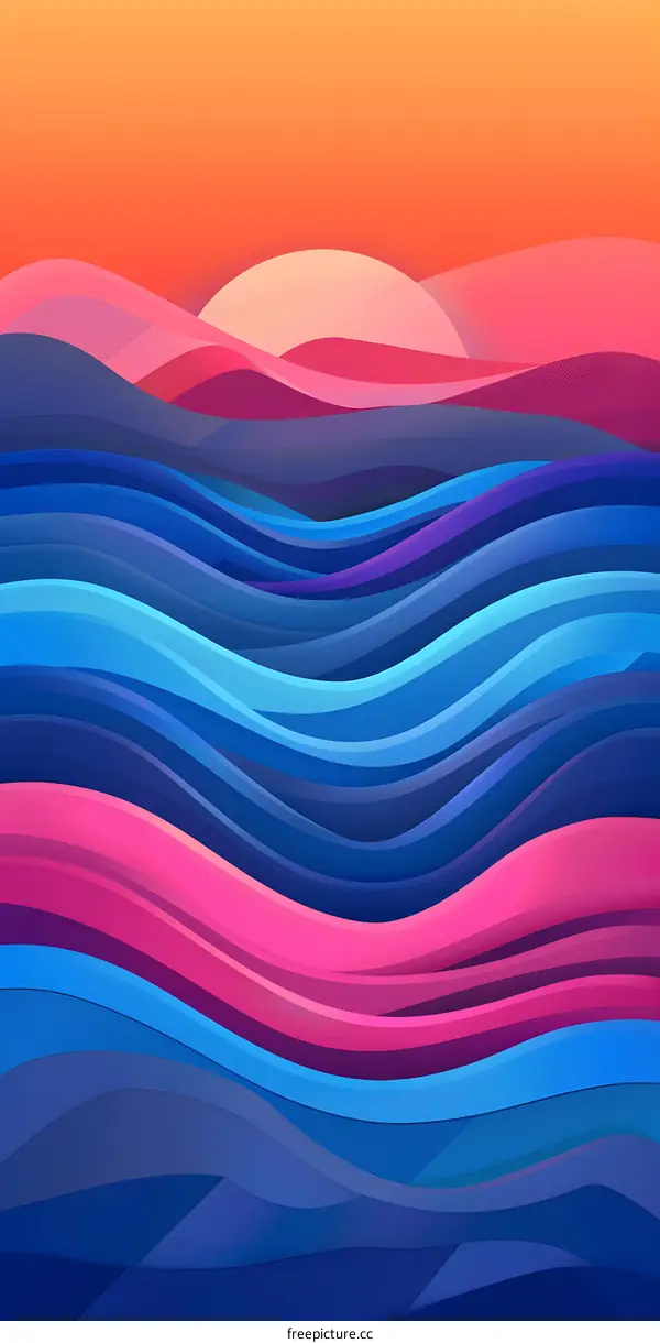 Abstract  Wavy Sunset  Art Background
