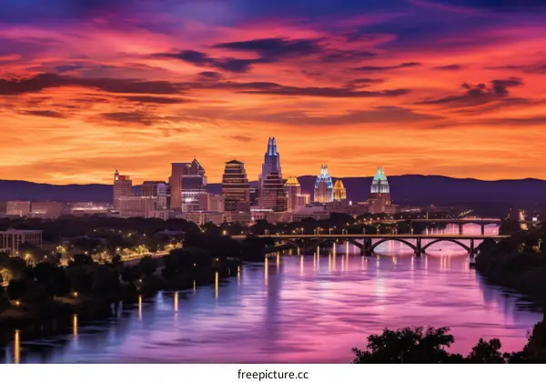 Austin skyline at sunset