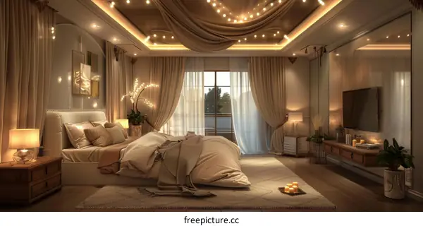Elegant Bedroom Interior Design Illustration