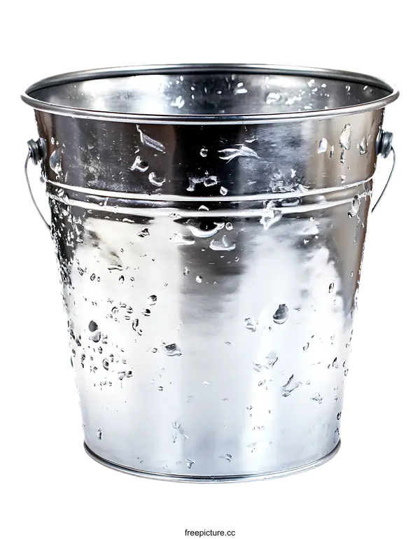 [Transparent Background PNG]Metal Bucket with Water Drops