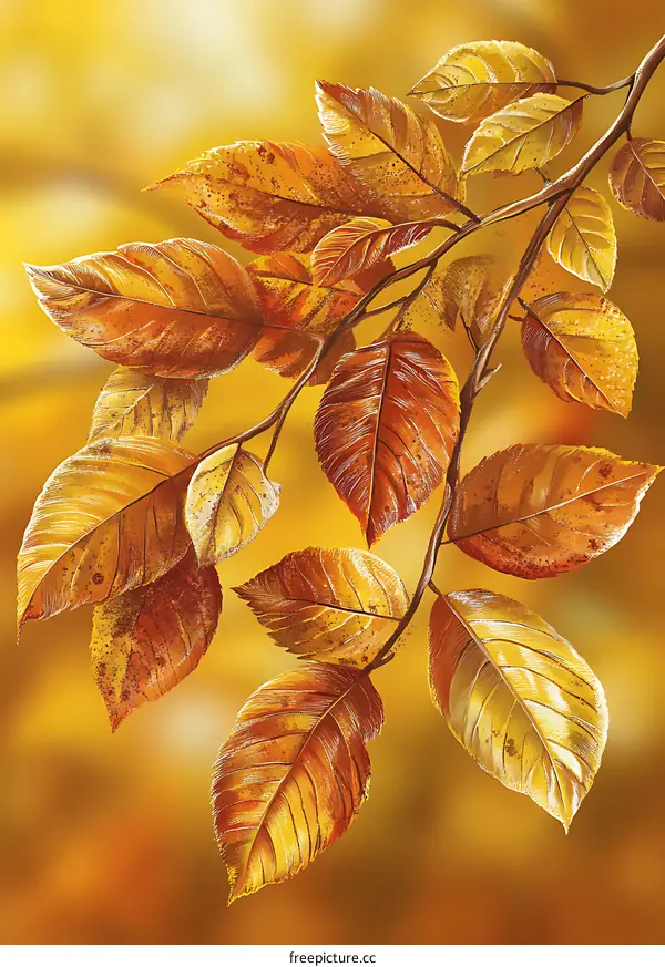 Autumn Leaves Branch Illustration