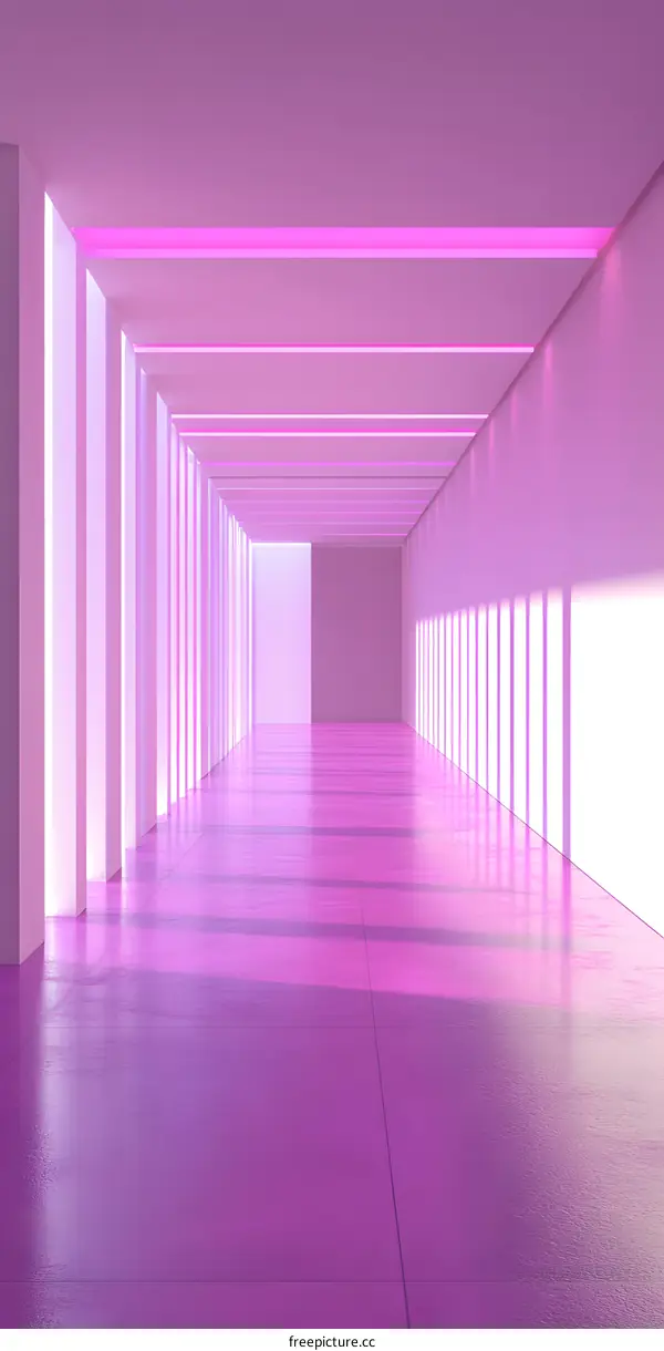 Pink Neon Light Interior Design Corridor