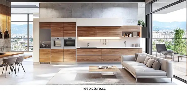 Modern Open-Concept Kitchen Living Area Design