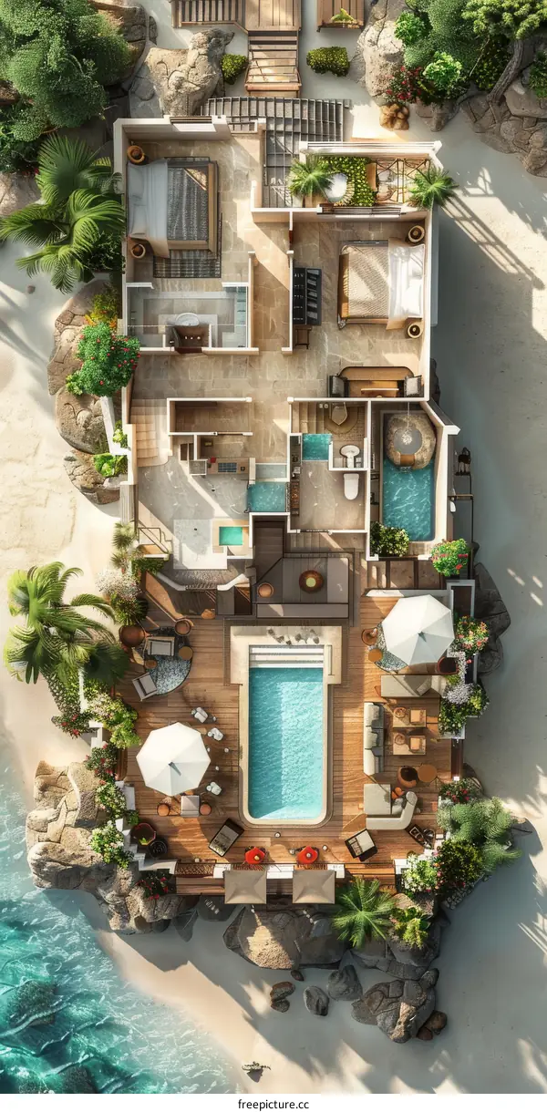 Luxury Island Villa Floor Plan Design