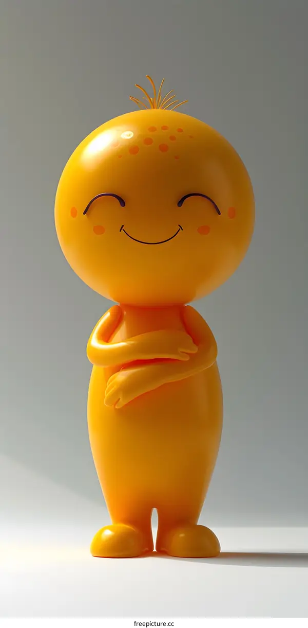 Cute Orange Cartoon Character With Smiling Face