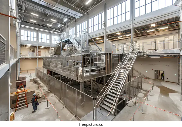 Construction of a Large Metal Structure Inside a Building