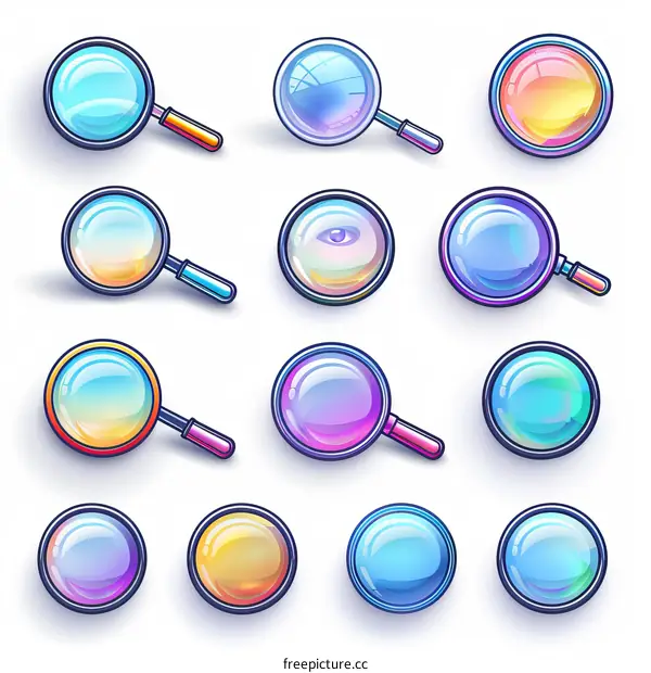 Magnifying Glasses with Colorful Gradients
