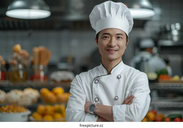 Portrait of a happy chef in a commercial kitchen