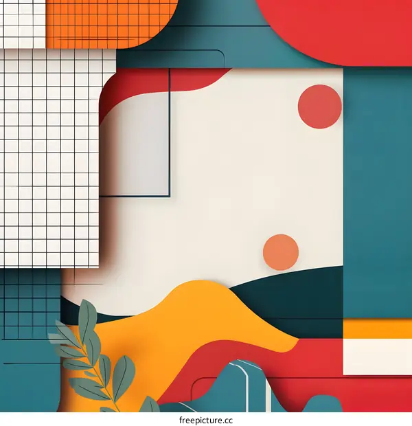 Abstract Geometric Shapes with Leaf and Circle Background