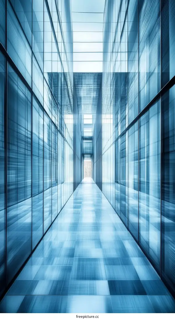 Modern Architecture Corridor with Glass Walls
