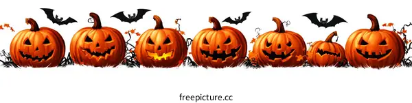 Halloween Pumpkins Row Decor
