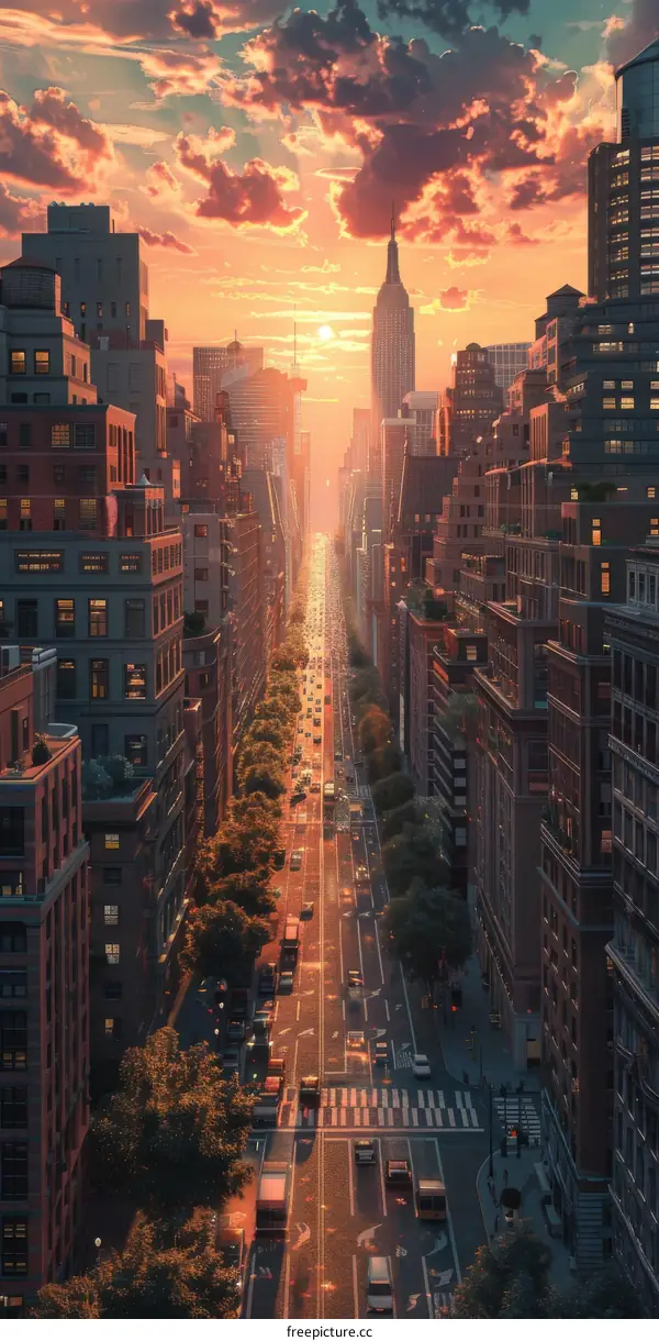 Cityscape Sunset: Long Road to the Urban Core