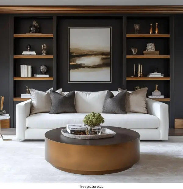 Modern Living Room with Dark Accent Walls