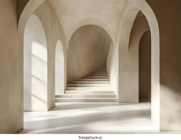 Minimalist White Staircase Hallway Interior Design