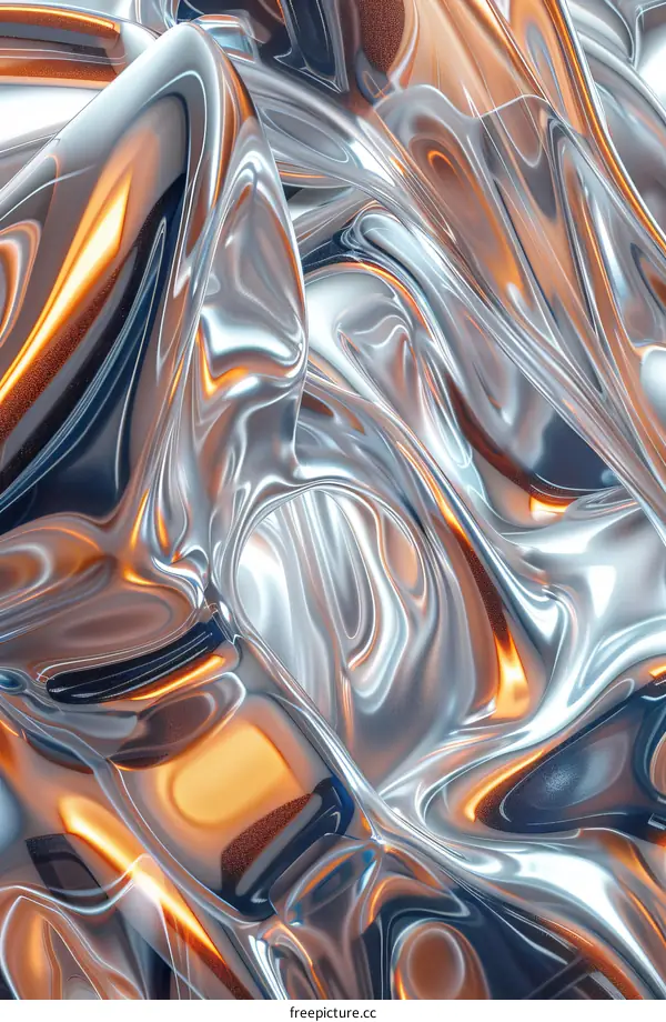 Abstract Liquid Metal Flowing Art Design