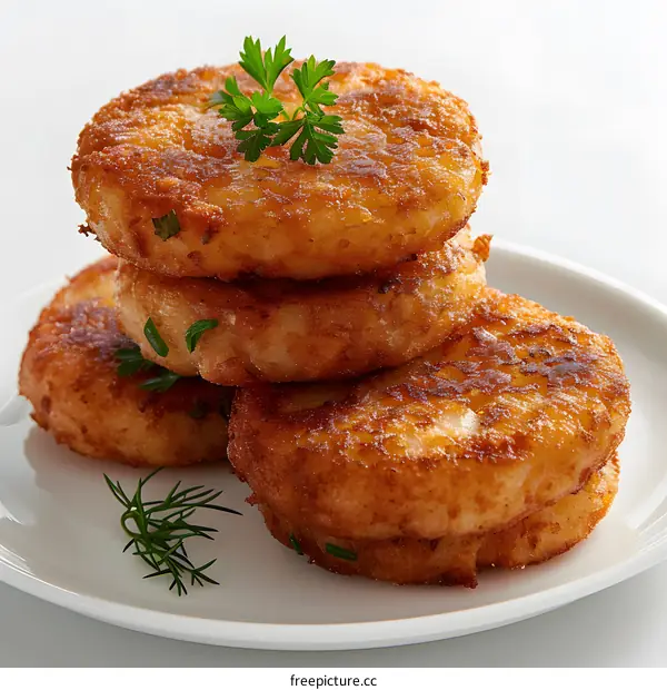 Crispy Potato Pancakes on a White Plate