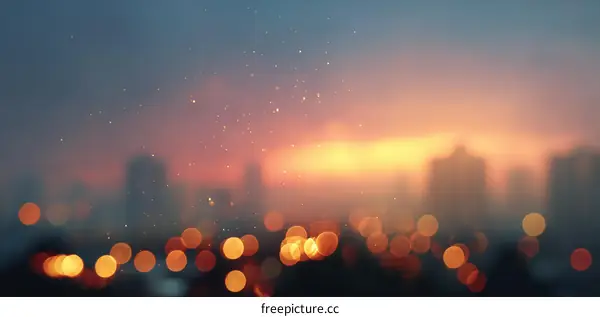 Cityscape Blurred Sunset Bokeh Lights