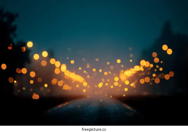 Night Lights on the Road Bokeh