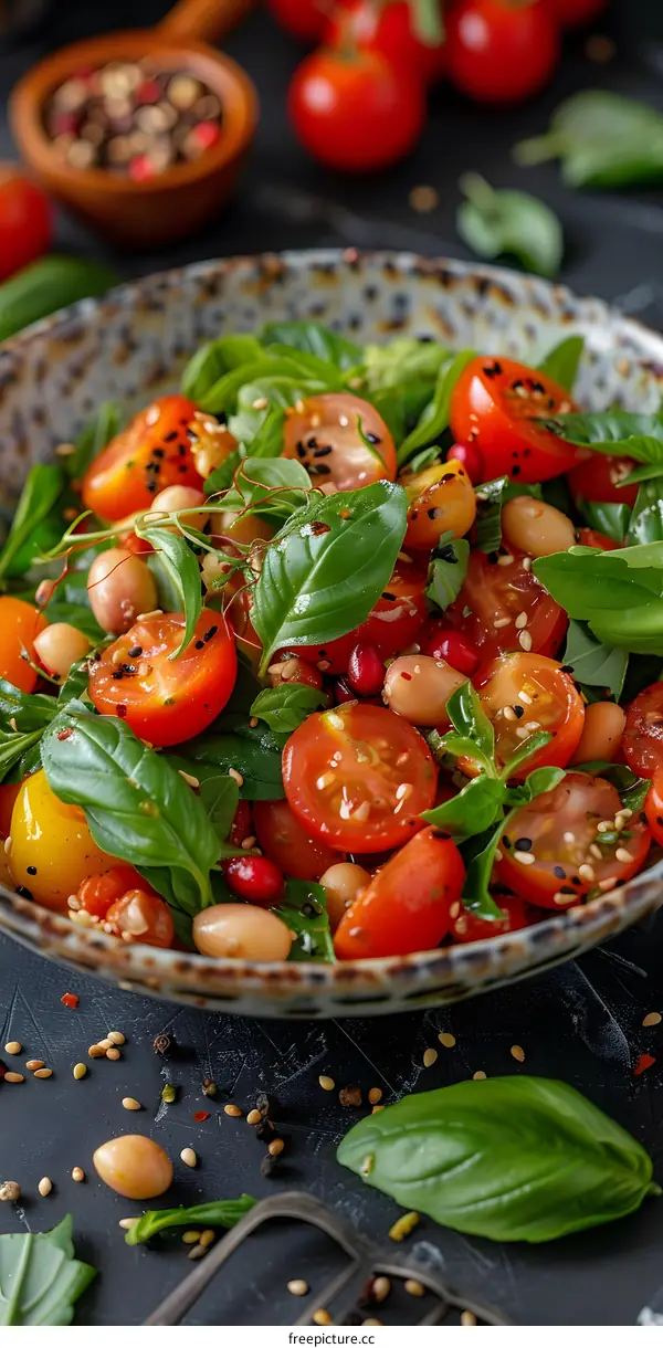 Tomato and Basil Salad with White Beans