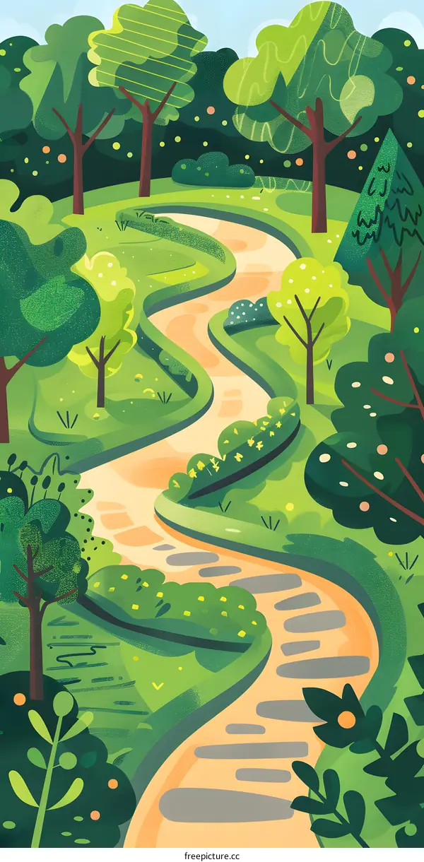 Green Forest Path Illustration