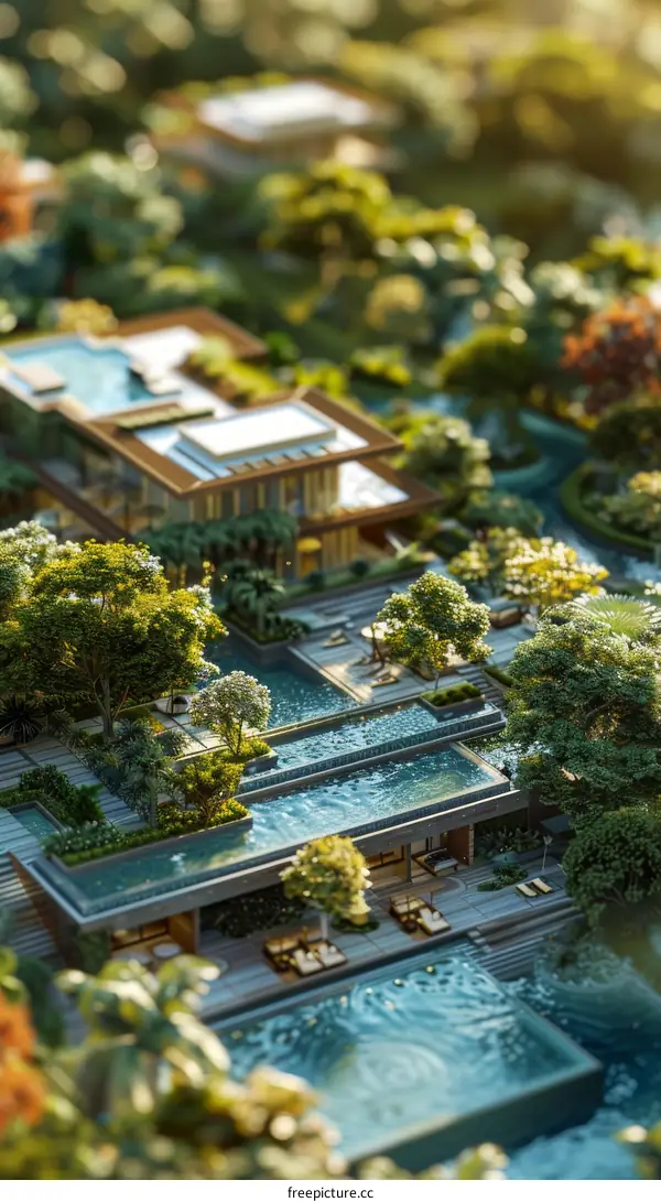 Aerial view of a tropical island paradis with luxurious resort