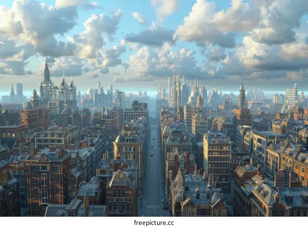 Futuristic City Soaring Above the Clouds