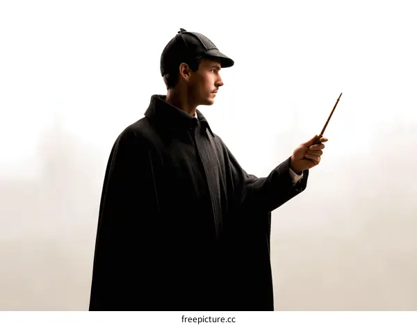 Detective in Silhouette with Wand