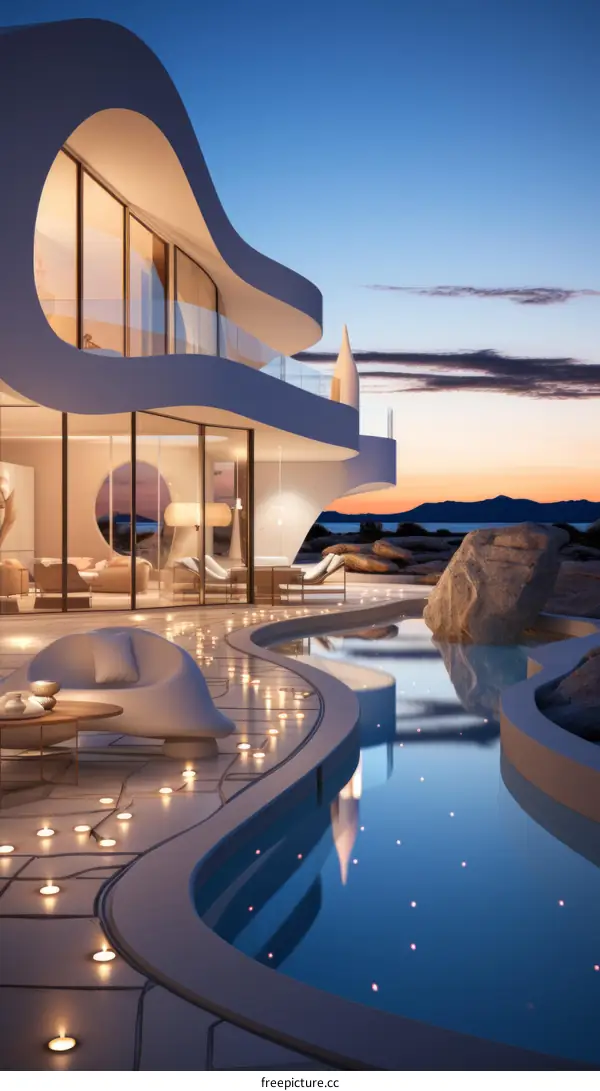 Modern luxury villa with pool and amazing sea view