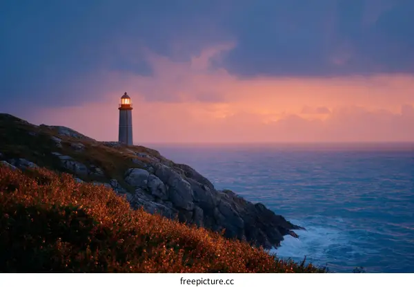 Coastal Lighthouse at Sunset Seascape