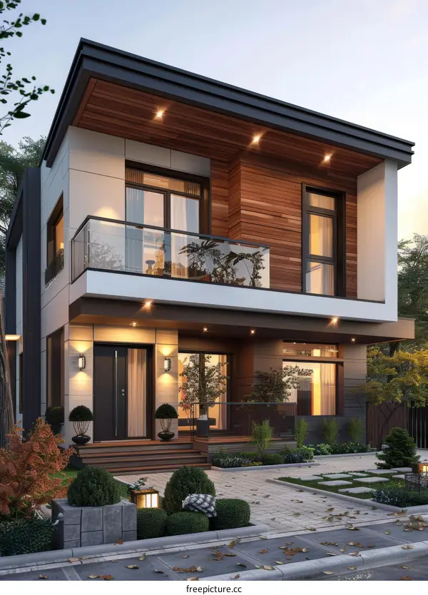Modern Two-Story Home with Balcony